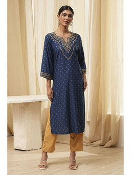 Biba - Women's Blue Straight Kurta