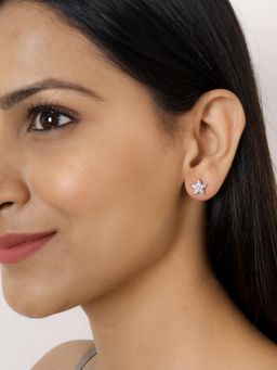 Ornate Jewels - American Diamond Silver Star Stud Earring for Girls