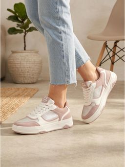 Carlton London - Women Casual Classic Lace-Up Fashion Sneakers - Pink