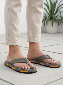 Carlton London - Men's Glitter Detailed Strap Cushioned Summer Flipflops - Grey