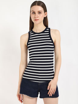 Tommy Hilfiger - Womens Blue Horizontal Striped Tank Top