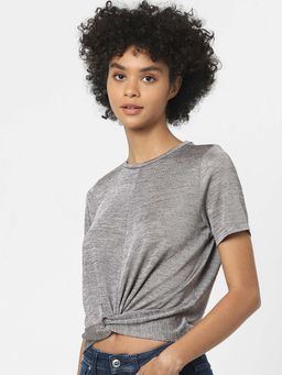 ONLY - Women Solid Grey T-Shirt