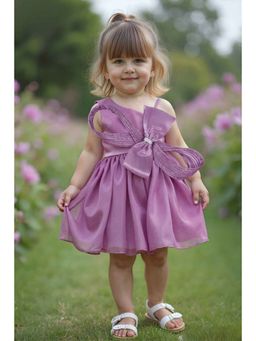 Lagorii - One Shoulder Bow Party Mauve Dress Frock