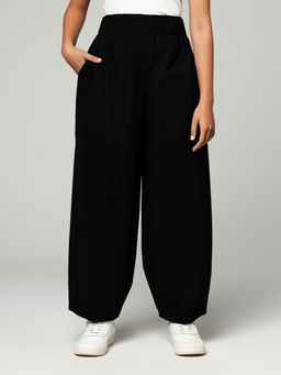 TeenTrums - Girls Cotton Solid Woven Black Pant
