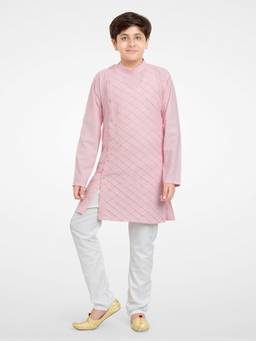 Jeetethnics - Boys Pink Kurta Pyjama (Set of 2)