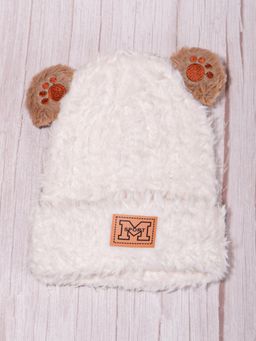 DukieKooky - Kids Plush Fuzzy Winter Cap - White