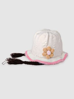 DukieKooky - Kids Winter Knitted Bucket Cap- White