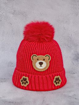 DukieKooky - Kids Winter Beanie Cap - Red