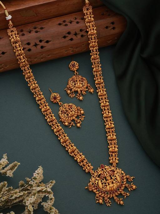 Buy Saraf RS Jewellery Antique Gold Toned Temple Lakshmi Pendant