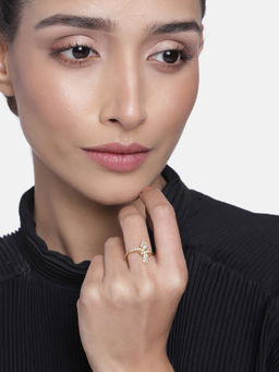 Estele - Gold Plated CZ Splendid Ring for Women
