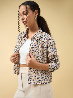 Outzidr - Women Multi-Color Printed Crop Shirt