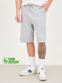 Styli - Men's Grey Cotton Oversized Sweat Training Shorts