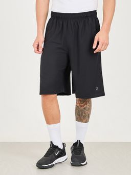 Styli - Men's Black Micro Poly Oversized Training Shorts With Reflective Print