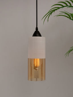 Homesake - Glass Pendant Light Black Loft Tube White