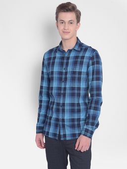 CRIMSOUNE CLUB - Mens Blue Checked Shirt