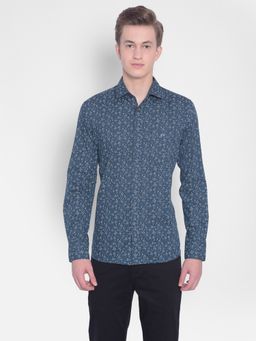 CRIMSOUNE CLUB - Mens Blue Floral Shirt