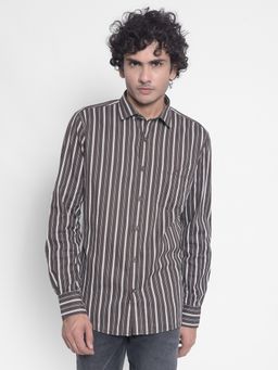 CRIMSOUNE CLUB - Mens Brown Striped Shirt