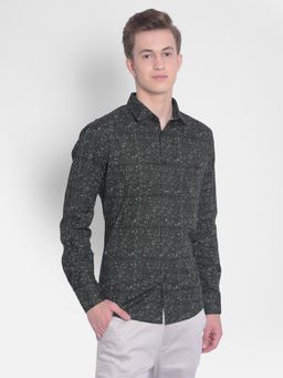 CRIMSOUNE CLUB - Mens Green Printed Shirt