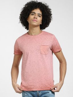 Jack & Jones - Red Raw Edge Crew Neck T-shirt