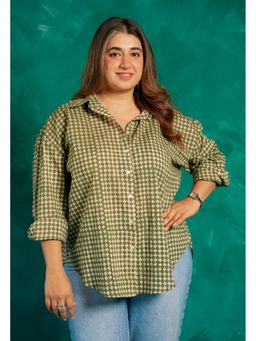 The Indian Ethnic Co. - Ruhi Green Bagru Cotton Straight Shirt