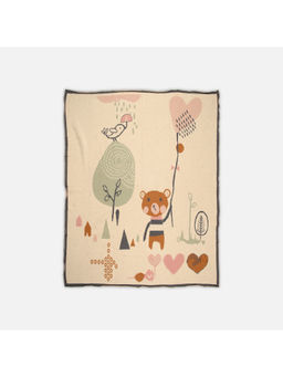 Bambini - Beige Teddy'S Playground Baby Cotton Knitted Blanket (0-15 Months)