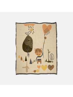 Bambini - Yellow Teddy'S Playground Baby Cotton Knitted Blanket (0-15 Months)