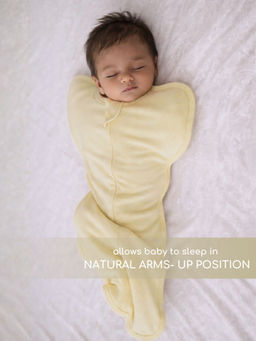 Cocoon Care - Yellow Knitted Bamboo Cotton Solid Arms Up Sleeping Pod For Baby