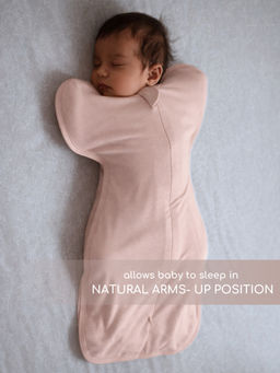 Cocoon Care - Pink Knitted Bamboo Cotton Solid Arms Up Sleeping Pod For Baby