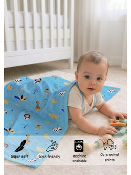 Florida - Aqua Cotton Blanket Baby Dohar Animal Print Soft And Lightweight Breathable (1-5 Years)