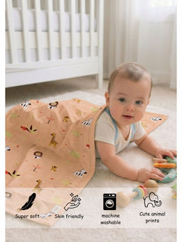 Florida - Peach Cotton Blanket Baby Dohar Animal Print Soft And Lightweight Breathable (1-5 Years)