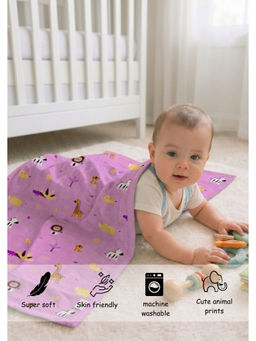 Florida - Pink Cotton Blanket Baby Dohar Animal Print Soft And Lightweight Breathable (1-5 Years)