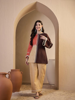 INDDUS - Women Colourblocked Gotta Detalied Kurti and Trouser