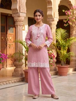 INDDUS - Women Floral Thread Embroidered Co-Ords Set