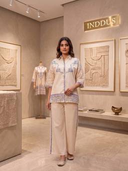 INDDUS - Women Floral Thread Embroidered Co-Ords Set