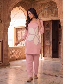 INDDUS - Women Floral Printed and Sequinned Embroidered Co-Ords Set