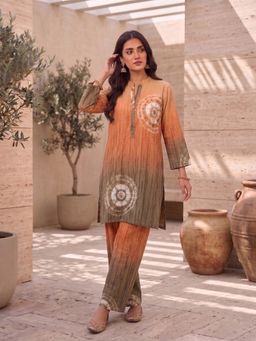 INDDUS - Women Tie and Dye Printed and Thread Embroidered Co-Ords Set