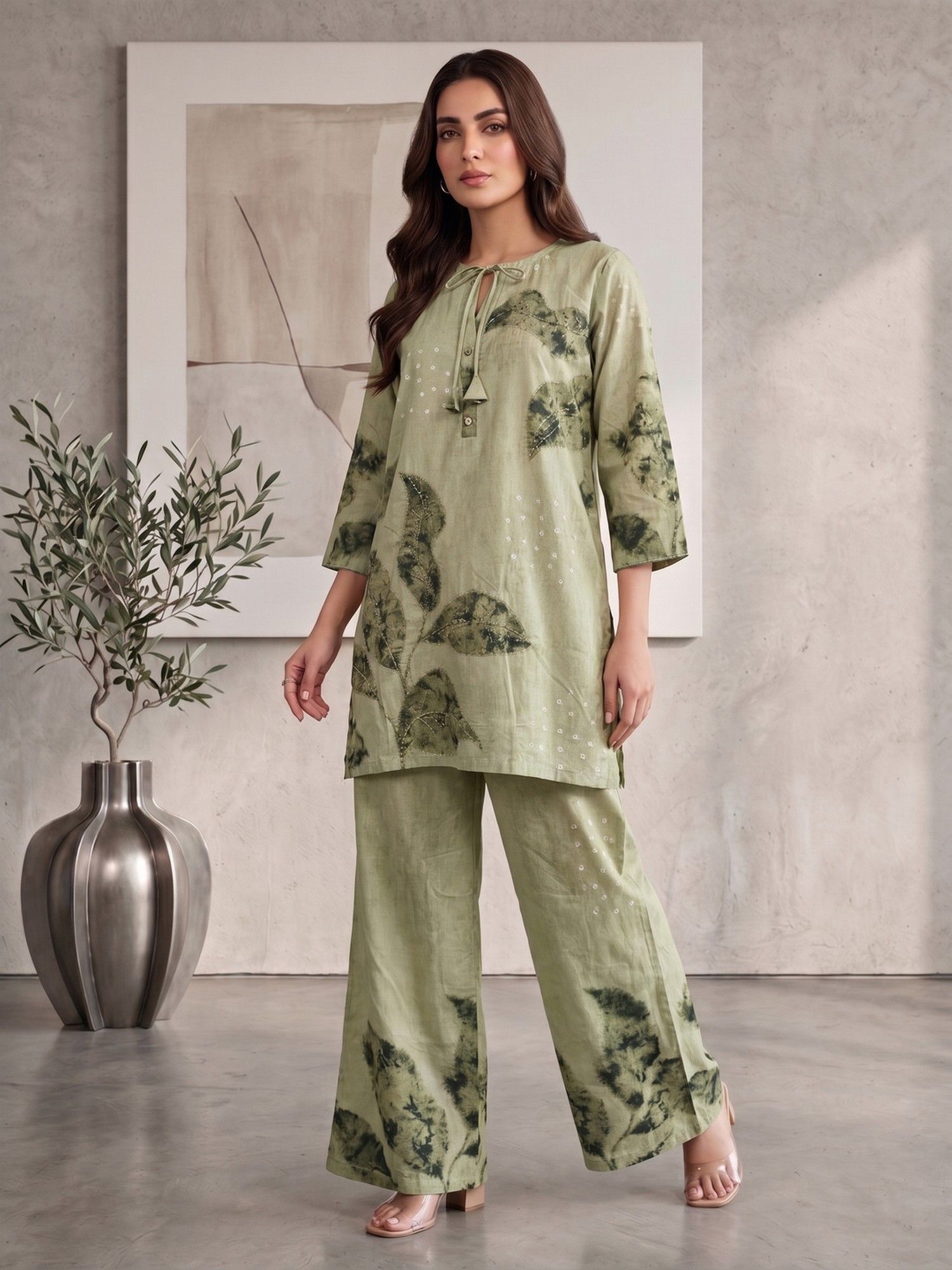 inddus Women Floral Printed and Thread Embroidered Co-Ords Set-picture-11