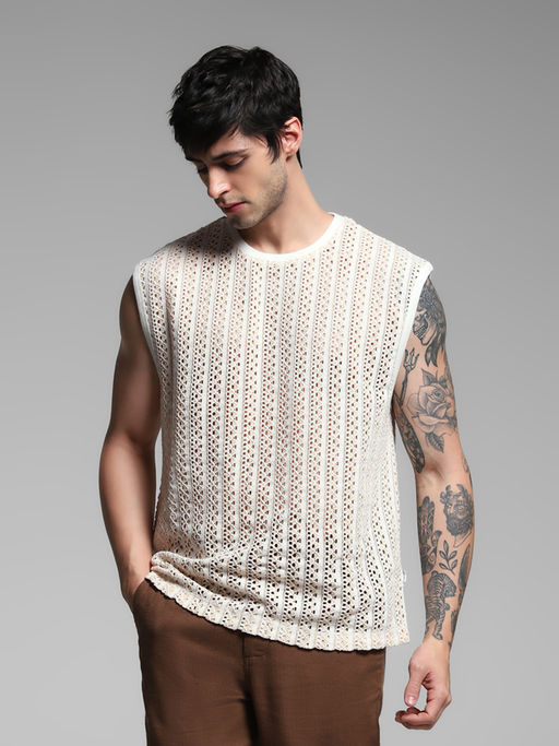 Jack & Jones Off White Regular Fit Tank Top