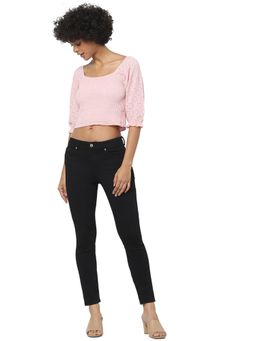 ONLY - Women Self Design Pink Top
