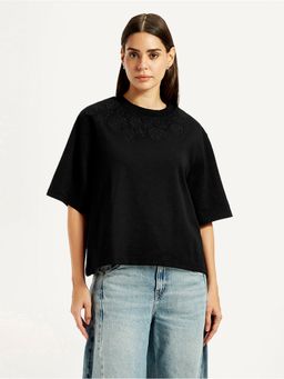 Levi's - Womens Embroidered Black Relaxed Fit T-Shirt
