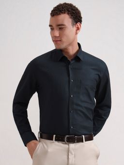 JadeBlue - Men Green Pure Cotton Textured Regular Fit Formal Shirt