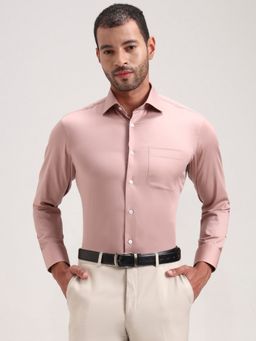 JadeBlue - Men Pink Pure Cotton Solid Slim Fit Formal Shirt
