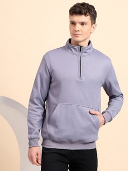 Glito - American Jacquard Fleece Cotton Purple Texture Pattern Sweatshirt