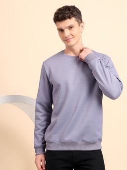 Glito - American Jacquard Fleece Cotton Purple Texture Pattern Sweatshirt