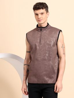 Glito - Cotton American Jacquard Fleece Texture Brown Pattern Sweatshirt