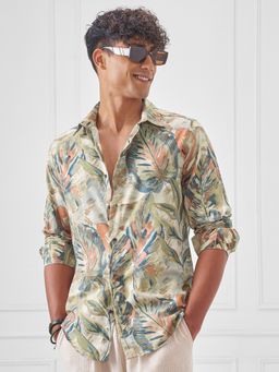 HIGHLANDER - Men Green Printed Relaxed Casual Shirt