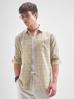 HIGHLANDER - Men Beige Checked Casual Shirt