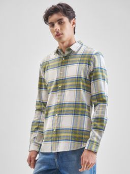 HIGHLANDER - Men Green Flannel Checked Casual Shirt