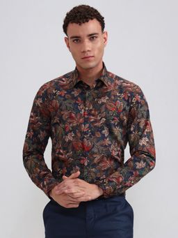 Wyre - Men Blue Pure Cotton Printed Slim Fit Party Wear Shirt