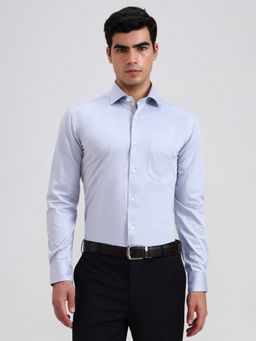 Metal - Men Grey Pure Cotton Solid Slim Fit Formal Shirt